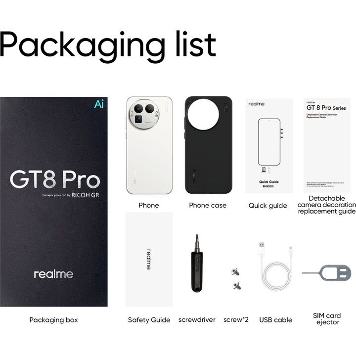 Realme GT 8 Pro 5G, 12GB 256GB, 6,79 AMOLED 2K 144Hz, 7000mAh, Doppia SIM, Bianco