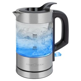 ProfiCook PC-WKS 1228 G Bollitore elettrico 0,5 L 1100 W Acciaio inossidabile, trasparente