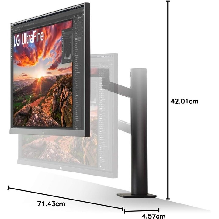 Moniteur LCD|LG|31,5"|Panneau IPS|3840x2160|16:9|60Hz|5 ms|Haut-parleurs|Pivotant|Pivot|Hauteur réglable|Inclinaison|Couleu
