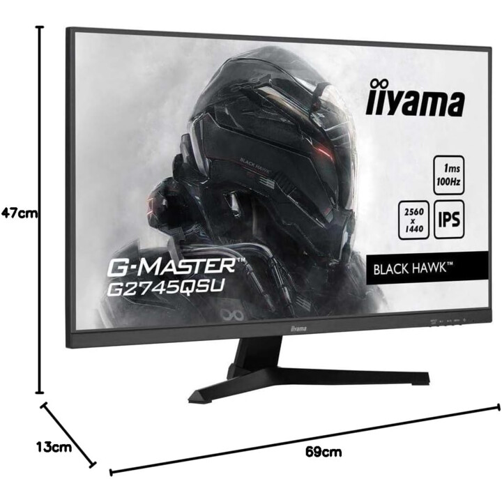 Monitor da gioco IPS iiyama G2745QSU-B1 da 27", G-Master Black Hawk, FreeSync, 2560x1440100Hz, 250cd/m², HDMI