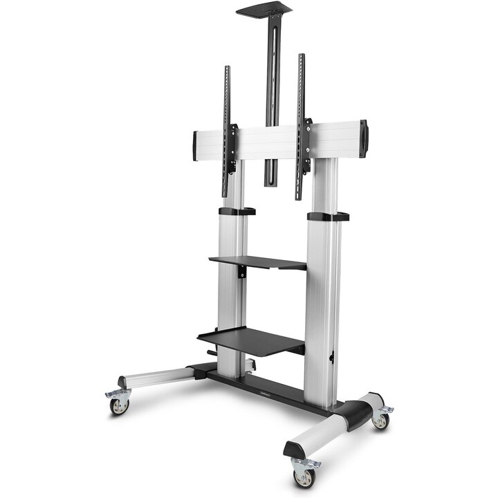 Carrello porta TV rotante su ruote fino a 100" 220lb Screen Mobile Altezza Regolabile