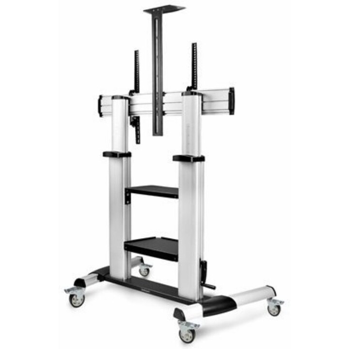 Carrello porta TV rotante su ruote fino a 100" 220lb Screen Mobile Altezza Regolabile