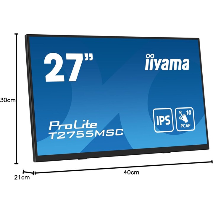 Monitor táctil iiyama T2755MSC-B1 27" IPS, 1920x1080, HDMI, Displayport, 360cd/m², USB Hub 2X 3.2