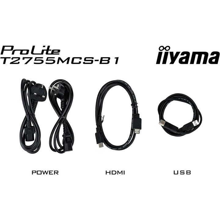 iiyama T2755MSC-B1 27" IPS Touchmonitor, 1920x1080, HDMI, Displayport, 360cd/m², USB Hub 2X 3.2