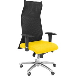 Cadeira executiva PYC, encosto alto, altura ajustável, amarela, altura 1210+90 mm, largura 630 mm, profundidade 630 mm