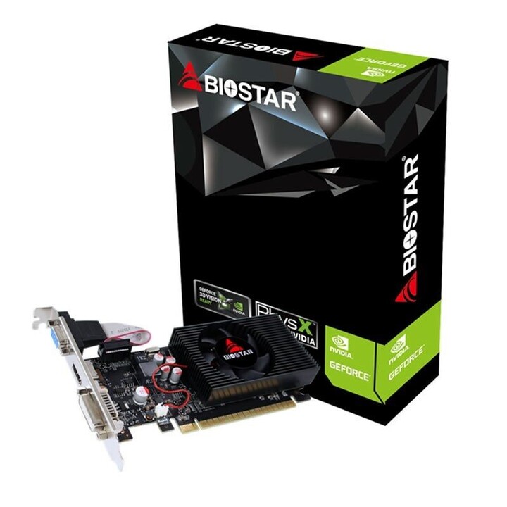 CARTÃO GRÁFICO BIOSTAR GEFORCE GT730 LP - 2 GB DDR3 - 700 MHZ - PCI 2.0 - HDMI - DVI - VGA - COMPATÍVEL COM BAIXO PERFIL