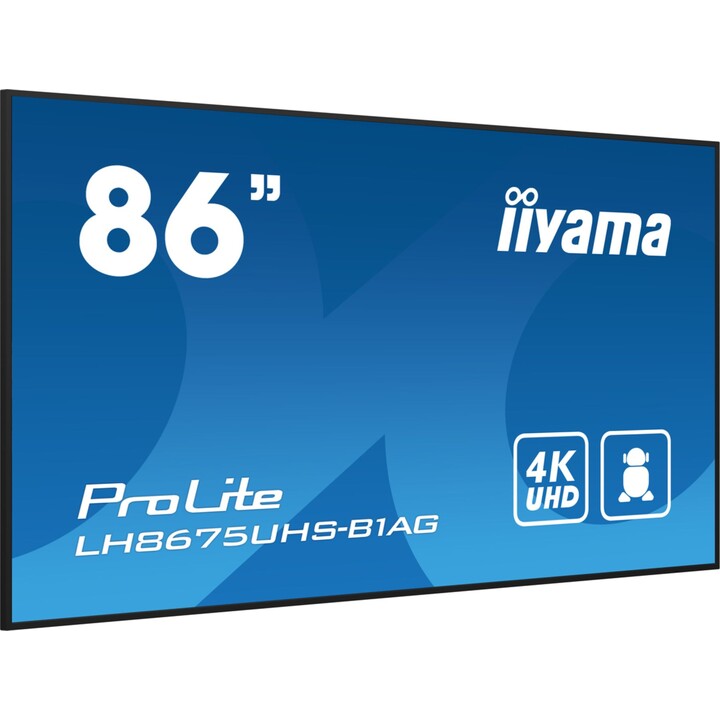 iiyama LH8675UHS-B1AG 2,17 m (85,6") LCD Wifi 500 cd/m² 4K UHD Tela de sinalização preta