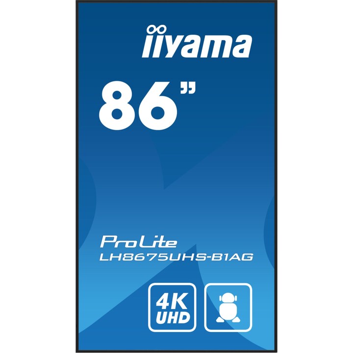 iiyama LH8675UHS-B1AG 2,17 m (85,6") LCD Wifi 500 cd/m² 4K UHD Tela de sinalização preta