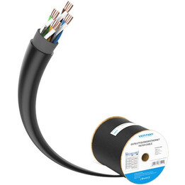 Câble RJ45 UTP enroulé Vention IHLB305 pour extérieur, Cat.6 / 305 m / Noir