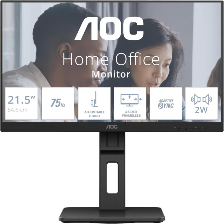 AOC 22E2UMF Monitor 22" FHD, 75Hz, VA, 4 ms GtG, Adaptive Sync., Altura Ajustable