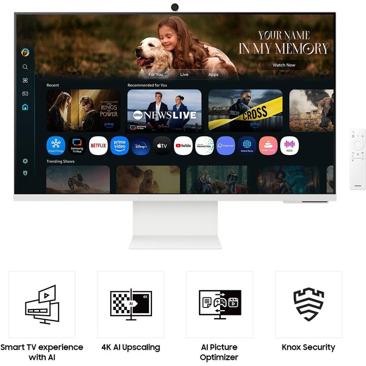 Smart Monitor Samsung M8 M80F S32FM801UU 32/ 4K/ Multimedia/ Height adjustable/ Smart TV/ Webcam/ White