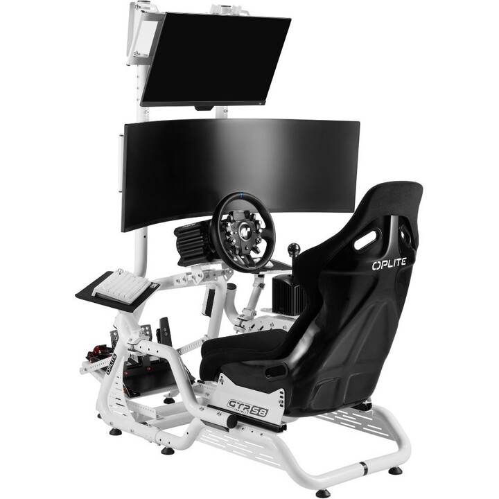 OPLITE S8 On Top Monitor Mount White 34" Max Screen E355 Steel 20kg Load VESA Adjustable Tilt Depth Height GTR S8 Compatible
