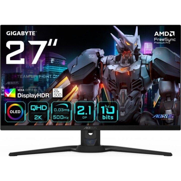 Monitor GIGABYTE AORUS FO27Q5P 27" QHD 500Hz OLED KVM G-SYNC FreeSync Premium Pro DisplayHDR