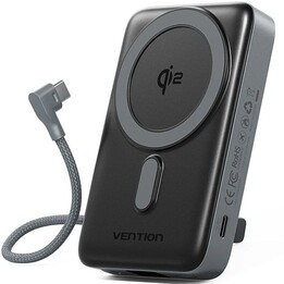 Vention FKHH0 10000mAh Powerbank / 35W / Kabellos / Grau / Inklusive USB-Typ-C-Kabel