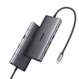 Ugreen 11-in-1 Usb-c Hub To 3x Usb-c/2x Usb-a/hdmi/vga/rj45/sd/tf/3.5mm - Gray Gray Base Docking