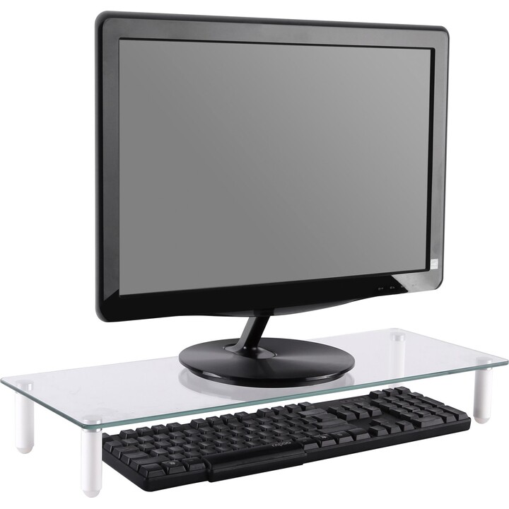 Equip EQ650882 Soporte de Sobremesa Vidrio Templado 20kg Carga Maxima Soporte Monitor TV Acero Negro 260x600x120mm