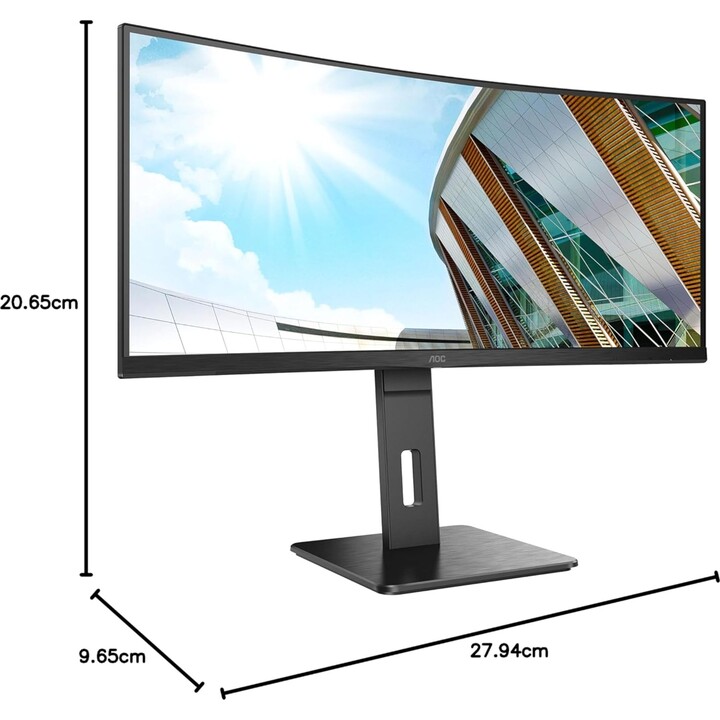 Monitor AOC CU34P2A 34" UWQHD curvo, 100 Hz, VA, MPRT 1 ms, sincronizzazione adattiva, altezza regolabile
