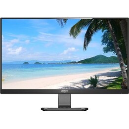 Dahua 23.8" LED security monitor with FHD resolution, 8ms response time, and VGA, HDMI, and audio connectivity