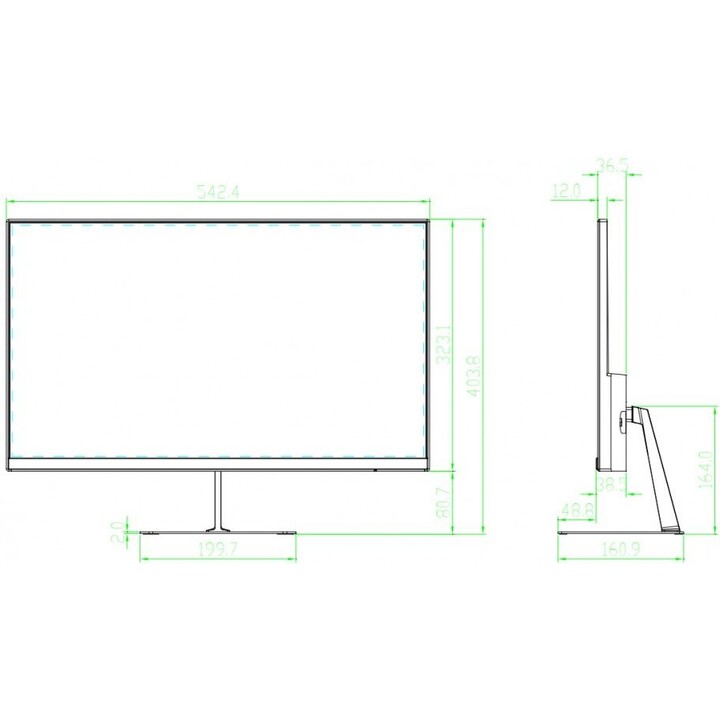 Dahua 23.8" LED monitor with FHD resolution, 5ms response time, and VGA, HDMI, and audio connectivity