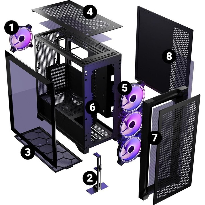 Computergehäuse MODECOM T APEX ARGB MIDI Black