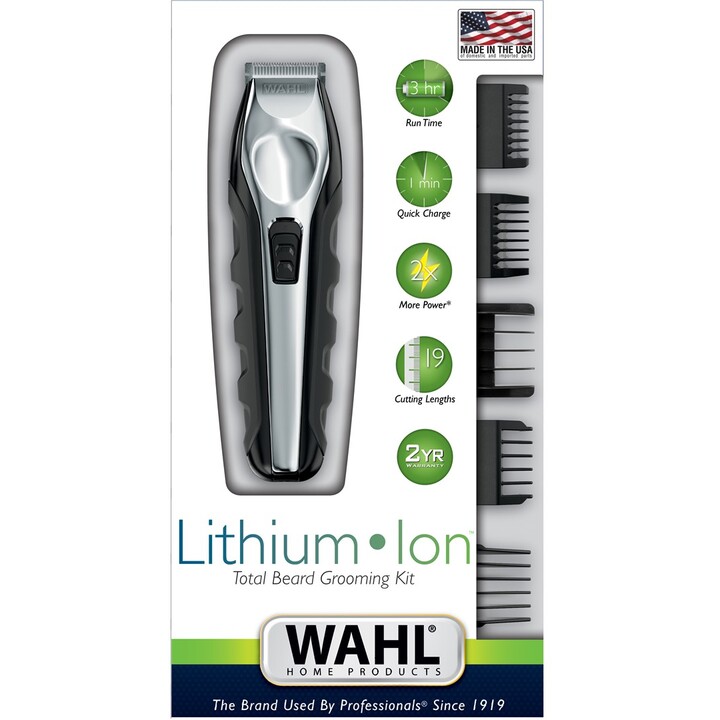 Wahl 09888-1316 Regolabarba AC/Batteria 12 2,5 cm Nero, Acciaio Inox