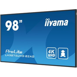 iiyama LH9875UHS-B2AG Ecrã interativo 98 polegadas 4K UHD Touch 40 pontos Android OS HDMI USB-C OPS Slot Colunas Suporte de pare