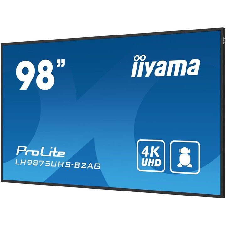 iiyama LH9875UHS-B2AG Pantalla interactiva 98 pulgadas 4K UHD táctil 40 puntos Android OS HDMI USB-C Ranura OPS Altavoces Montaj