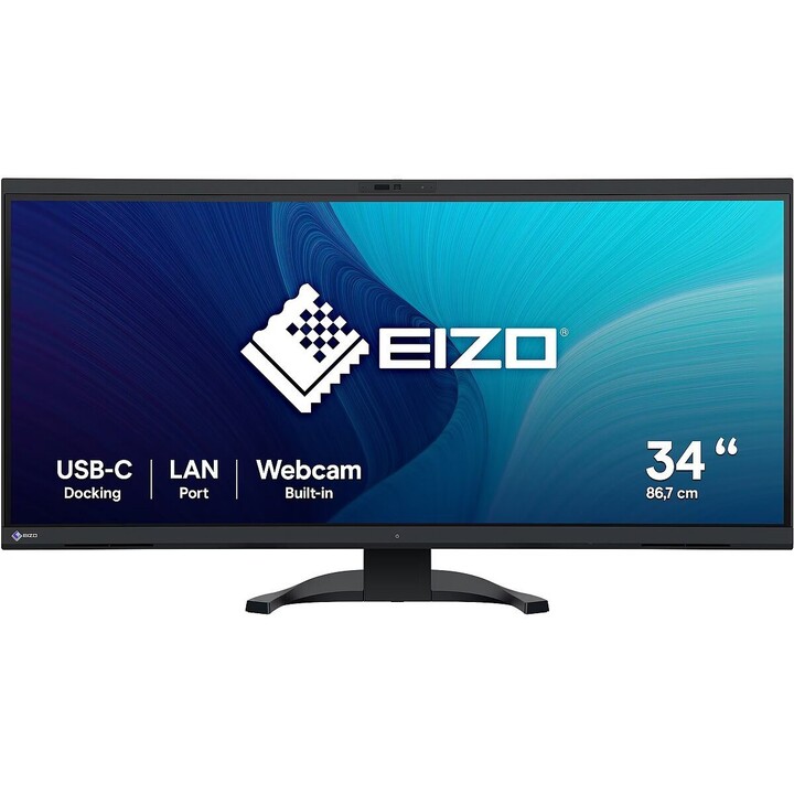 EIZO FlexScan EV3450XC-BK Monitor ultra ancho curvo de 34,1 pulgadas 3440x1440 UWQHD IPS 21:9 300 nits 5MP Webcam KVM USB-C 94W 