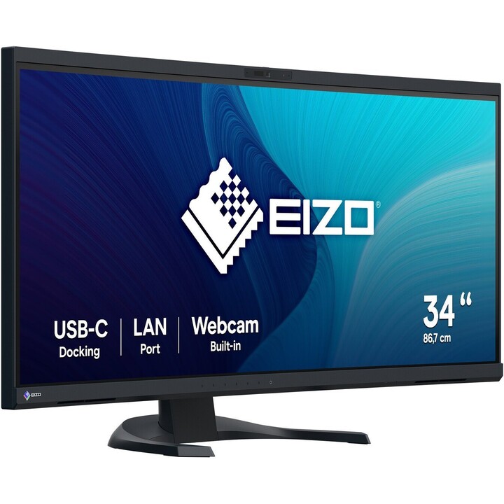 EIZO FlexScan EV3450XC-BK Monitor ultra ancho curvo de 34,1 pulgadas 3440x1440 UWQHD IPS 21:9 300 nits 5MP Webcam KVM USB-C 94W 