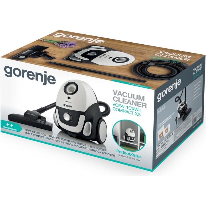 Gorenje VCEA11CXWII 2 L Cylinder Vacuum Cleaner Dry 750 W Dust Bag