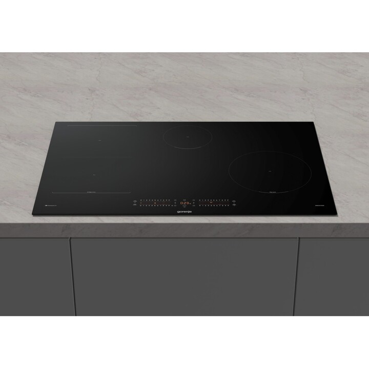 Gorenje GI8432BSCWF, Placa de inducción integrada de 60 cm con 4 zonas de cocción rápida y control táctil, Negro