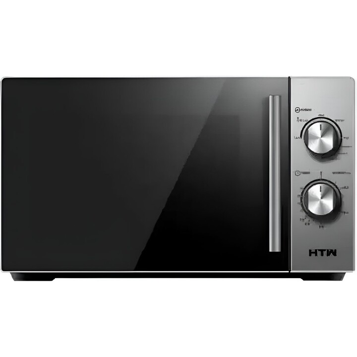HTW MIC700CD8, microonde da 700 W con resistente cavità in acciaio inox e comandi di cottura ad alta precisione, argento