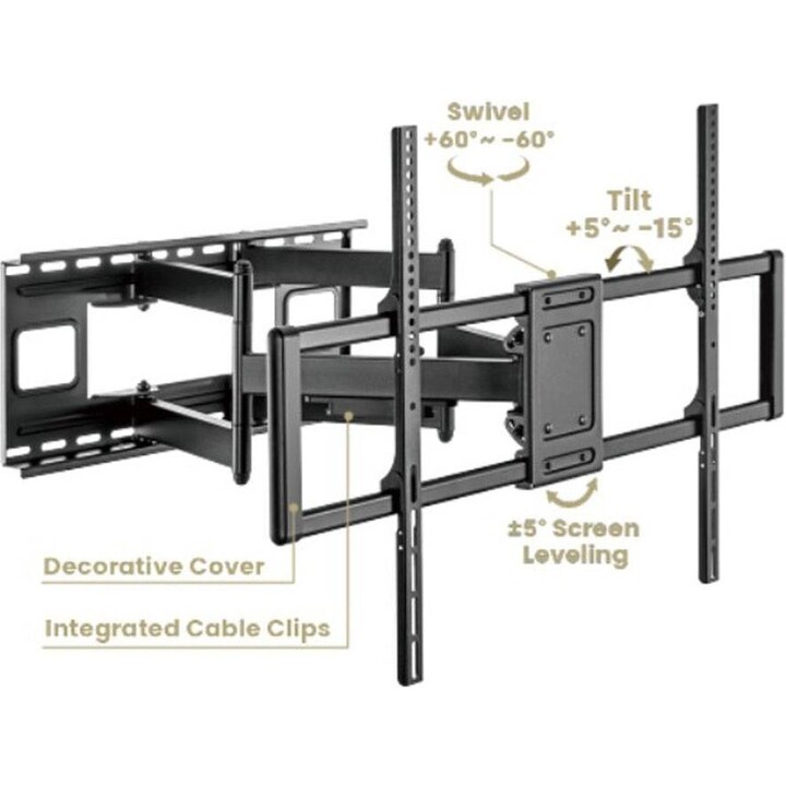 Gembird WM-120ST-01 Soporte de pared de movimiento completo para pantallas de TV grandes, negro