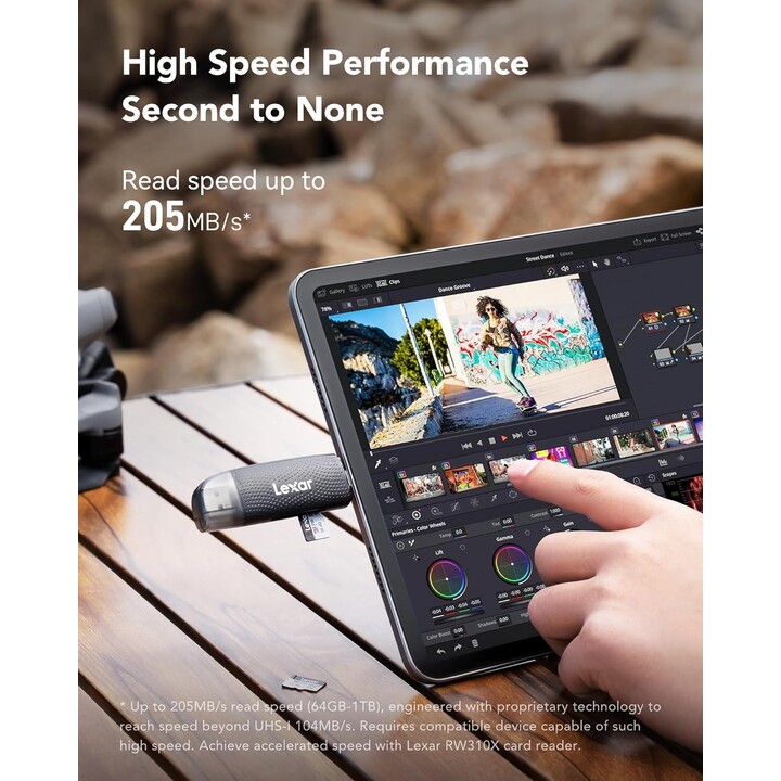 Scheda Micro SD Lexar Silver Plus da 64 GB, con adattatore, fino a 205 MB/s, A2, U3, Classe 10, V30, Full HD e 4K