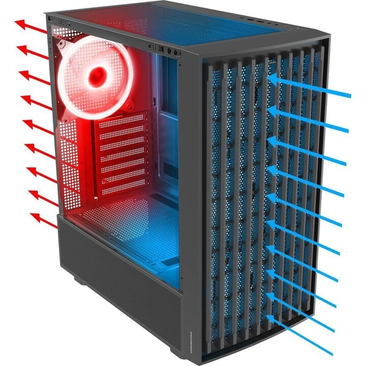 MODECOM BREEZE ARGB Flow MIDI Computer Case USB 3.0 X 2 CYPE-C Nero