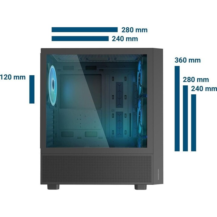 MODECOM BREEZE ARGB Flow MIDI Computer Case USB 3.0 X 2 CYPE-C Black