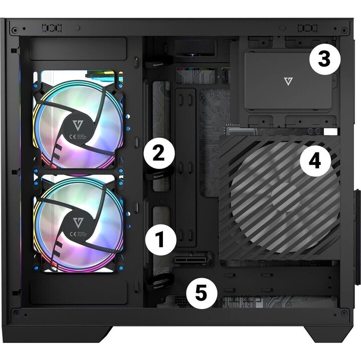 MODECOM Mala para computador Volcano Panorama APEX ARGB 5F MIDI Preto