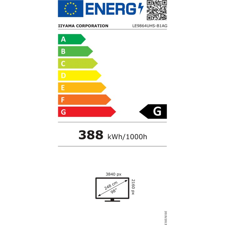 Écran de signalisation numérique iiyama Prolite LE9864UHS-B1AG 98" LED VA 4K UHD HDMI USB-C