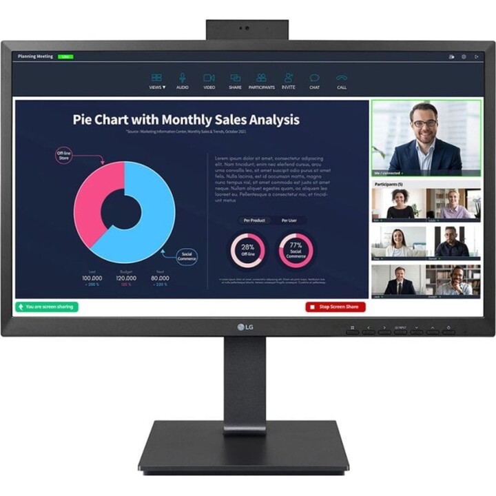 Monitor LG 24BP75CP-B 23.8" LED IPS FullHD USB-C Height-Adjustable Webcam