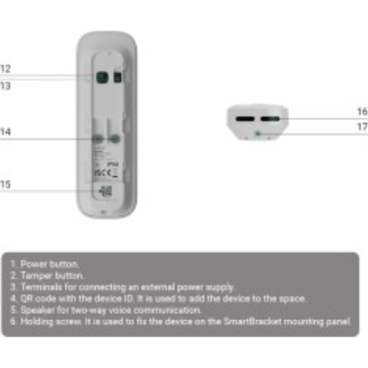 AJAX DoorBell, Video Doorbell with AI and Integrated PIR, Gray
