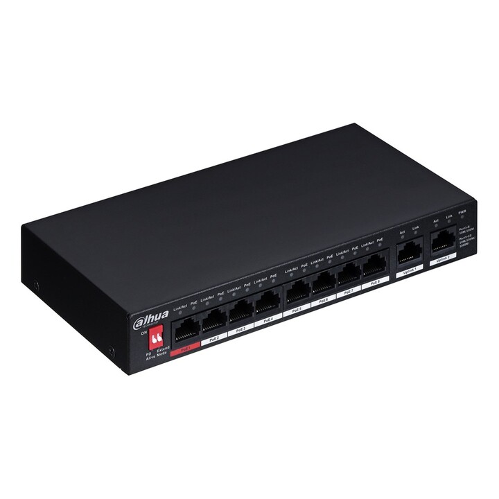 Dahua Technology PoE PFS3010-8ET-96-V2 switch Unmanaged Gigabit Ethernet (10/100/1000) Power over Ethernet (PoE) Black