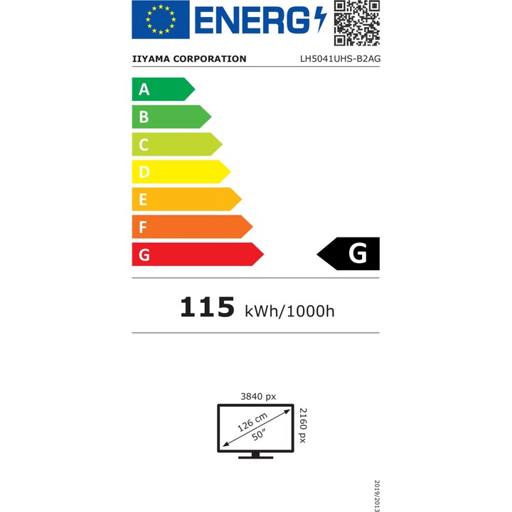 iiyama LH5041UHS-B2AG 50" LCD 500 cd/m² Tela de sinalização digital 4K UHD preta