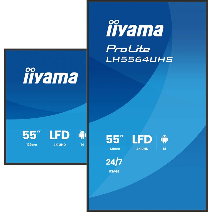 iiyama LH5564UHS-B1AG 55″ 4K UHD 500 nits WiFi Android 14 VESA monitor profissional
