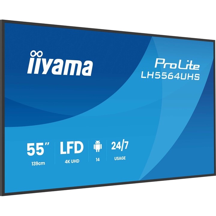 iiyama LH5564UHS-B1AG 55″ 4K UHD 500 nits WiFi Android 14 VESA monitor profissional