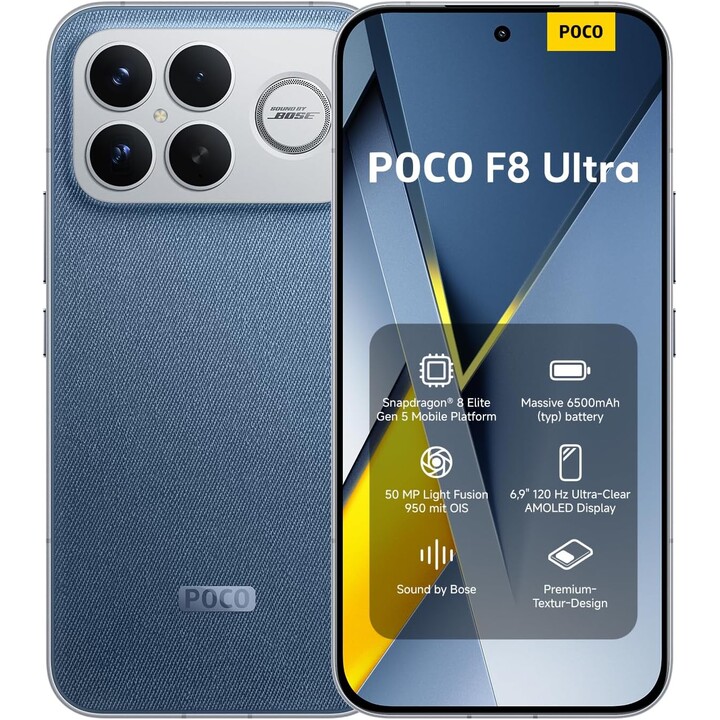 Xiaomi Poco F8 Ultra 5G, 12GB 256GB, 6.9 OLED LTPO, 6500mAh, Blu