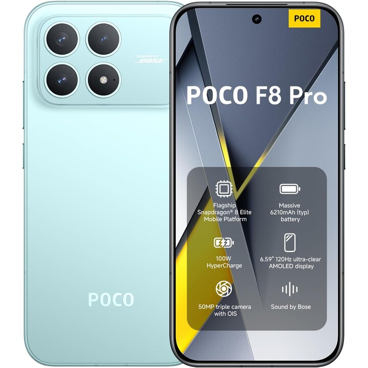 Xiaomi Poco F8 Pro 5G, 12 GB 512 GB, 6,59 OLED LTPO, 6210 mAh, Blau