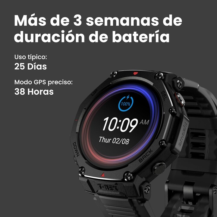 Amazfit T-Rex 3 Pro, Men's Sports Smartwatch, Sapphire AMOLED Display, Titanium Bezel, Dual Band GPS