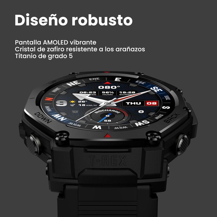 Amazfit T-Rex 3 Pro, Men's Sports Smartwatch, Sapphire AMOLED Display, Titanium Bezel, Dual Band GPS