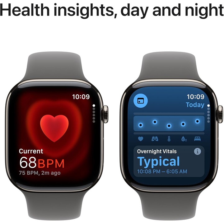 Apple Watch Series 11 GPS Cellular 46 mm Boîtier en titane naturel avec bracelet sport gris pierre M/L