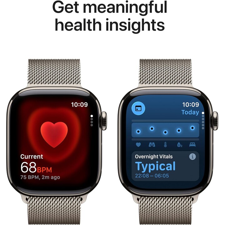 Apple Watch Series 11 GPS Cellular Cassa in titanio naturale da 46 mm con cinturino con passante in maglia milanese naturale M/L